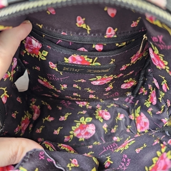 Betsey Johnson Quilted Striped Floral Coquette Mini Backpack - Picture 5 of 6